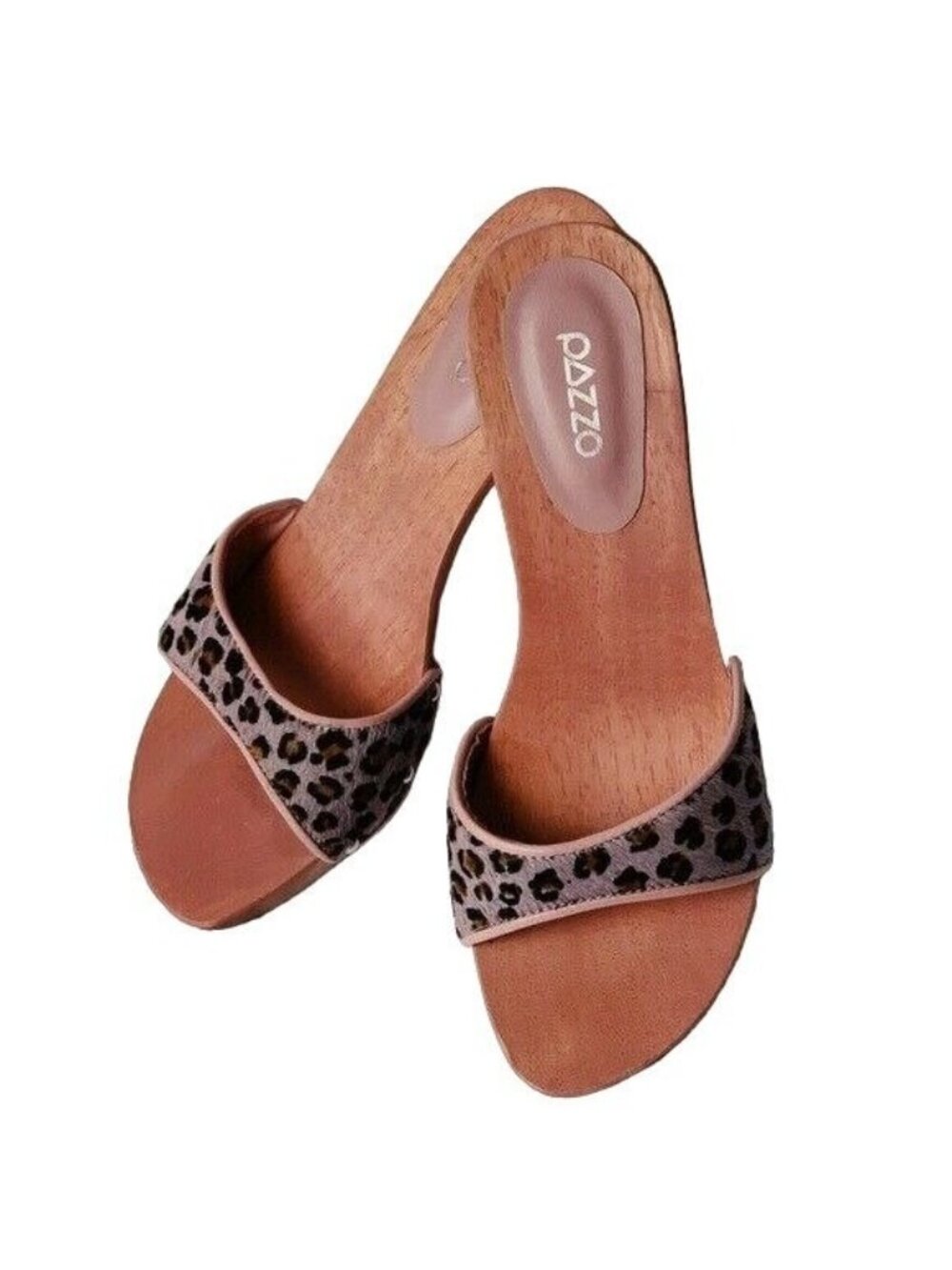 Pazzo Exotic Pink Leather Wood Slides 8